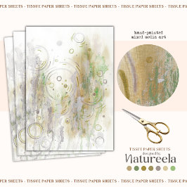 Abstract Green Beige Gray Decoupage Tissue Paper 薄葉紙