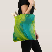 Abstract Green Brushstroke Tote Bag – Modern Artis トートバッグ (クローズアップ)