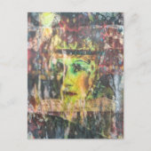 Abstract Green Face Mixed Media Collage ポストカード (正面)