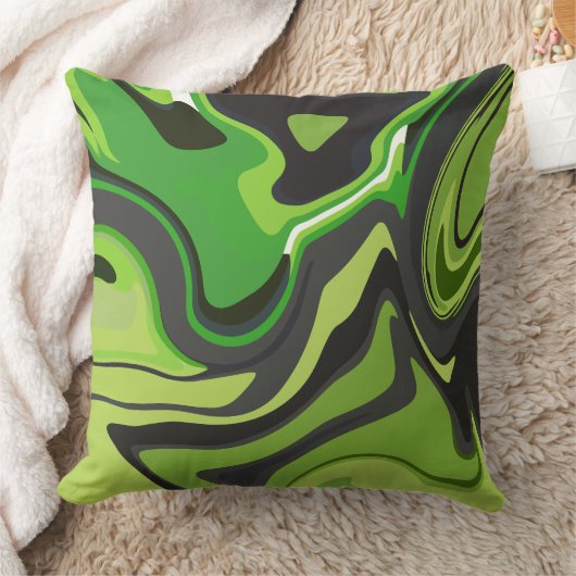 Abstract Green Flowing Pattern クッション (ブランケット)