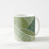 Abstract Green Hills Art Mug | Modern Nature コーヒーマグカップ (正面右)