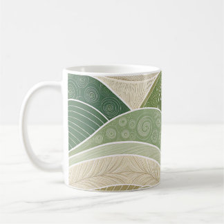 Abstract Green Hills Art Mug | Modern Nature コーヒーマグカップ