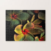 Abstract Green Yellow Red Fractal Art Flower ジグソーパズル (横)