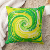 Abstract Green Yellow Spiral Art クッション (ブランケット)