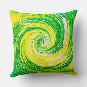 Abstract Green Yellow Spiral Art クッション (裏面)