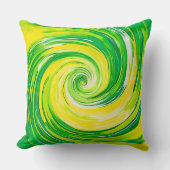 Abstract Green Yellow Spiral Art クッション (正面)