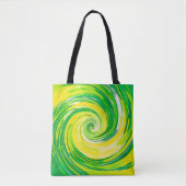 Abstract Green Yellow Spiral Art トートバッグ (正面)