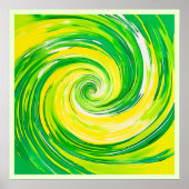 Abstract Green Yellow Spiral Art ポスター (正面)