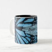 Abstract Grunge Blue Butterfly Art Personalised ツートーンマグカップ (正面左)