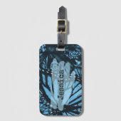 Abstract Grunge Blue Butterfly Art Personalized ラゲッジタグ (正面縦)