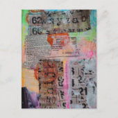 Abstract Grunge Numbers Letters collage  ポストカード (正面)