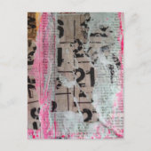 Abstract Grunge Numbers mixed media collage ポストカード (正面)