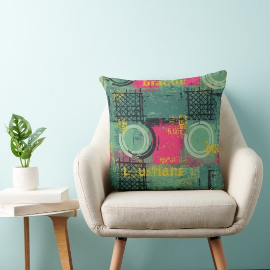 Abstract Grunge Pattern with Geometric Shapes (1) クッション (椅子)