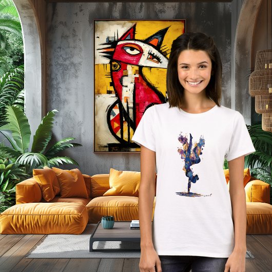 Abstract Gymnast | Fluid Ink Watercolor Motion Art トライブレンドＴシャツ