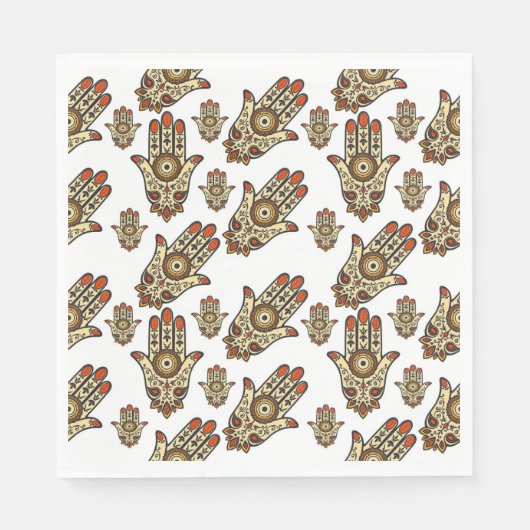 Abstract Hamsa Amulet (Hand of Fatima) Pattern スタンダードランチョンナプキン (正面)