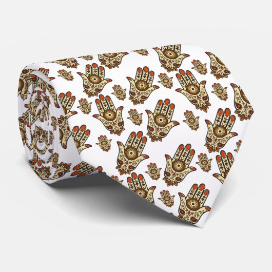 Abstract Hamsa Amulet (Hand of Fatima) Pattern ネクタイ (ロール)