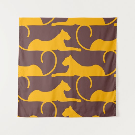 Abstract Hand Drawing Leopard Cheetah Panther Cat  タペストリー (正面)