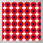Abstract Hand Drawing Retro 70s Geometric Tile Cer ポスター (正面)