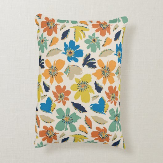 Abstract Hand-Drawn Boho Floral Pattern アクセントクッション (裏面(縦))