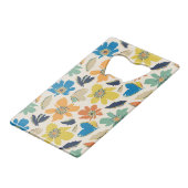 Abstract Hand-Drawn Boho Floral Pattern クレジットカード栓抜き (正面アングル)