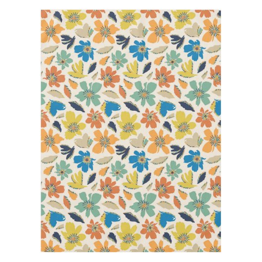 Abstract Hand-Drawn Boho Floral Pattern テーブルクロス (正面)