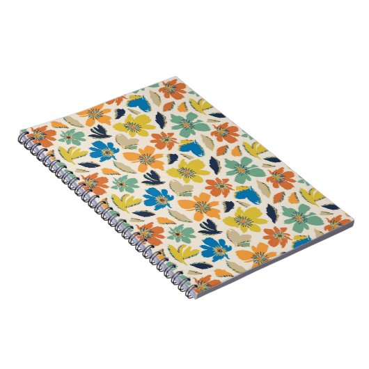 Abstract Hand-Drawn Boho Floral Pattern ノートブック (右側)