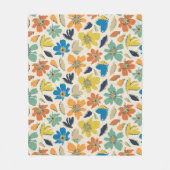 Abstract Hand-Drawn Boho Floral Pattern フリースブランケット (正面)