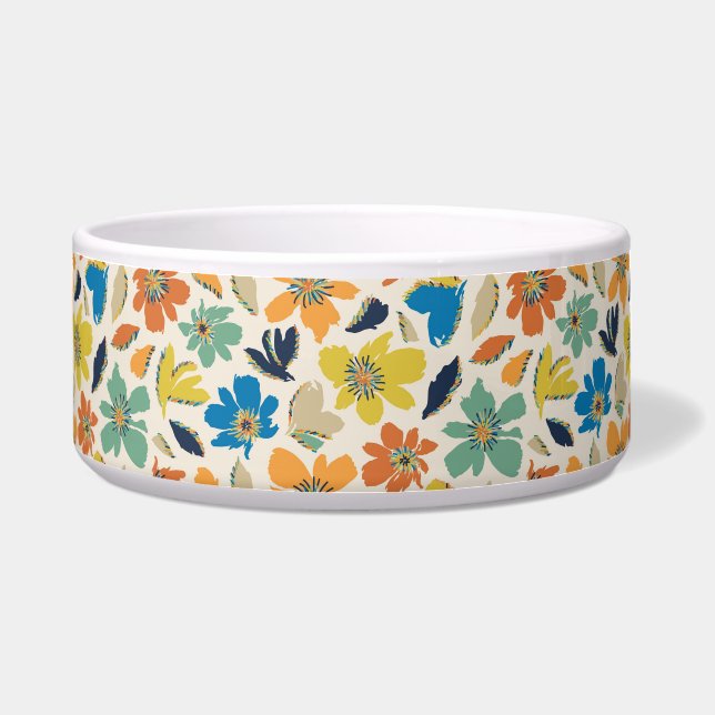 Abstract Hand-Drawn Boho Floral Pattern ボウル (正面)