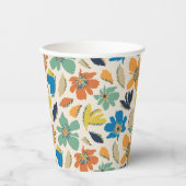 Abstract Hand-Drawn Boho Floral Pattern 紙コップ (正面)