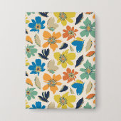 Abstract Hand-Drawn Boho Floral Pattern 缶バッジ (正面)