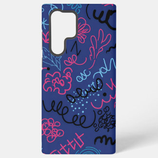 Abstract Hand-Drawn Scribble Pattern on Blue Samsung Galaxy S22 Ultraケース