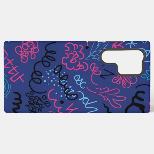 Abstract Hand-Drawn Scribble Pattern on Blue Samsung Galaxyケース (裏面横)
