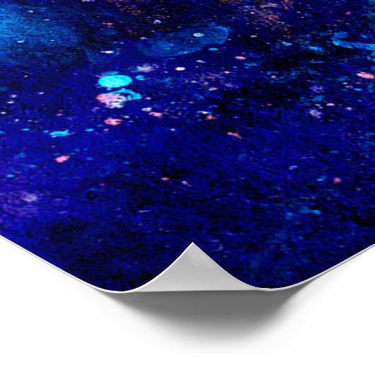 Abstract hand-made texture. Marbling blue and oran ポスター (角)