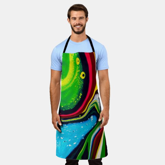Abstract hand painted background, liquid acrylic p エプロン (着用した状態)
