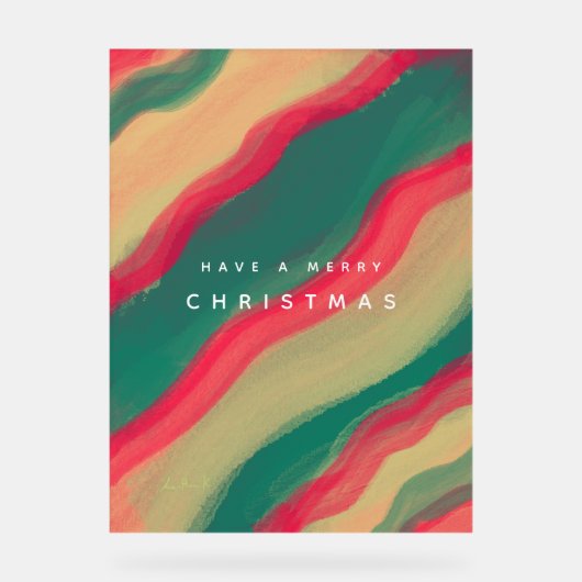 Abstract Hand Painted Pattern Flat Holiday Card アクリルサイン (正面)