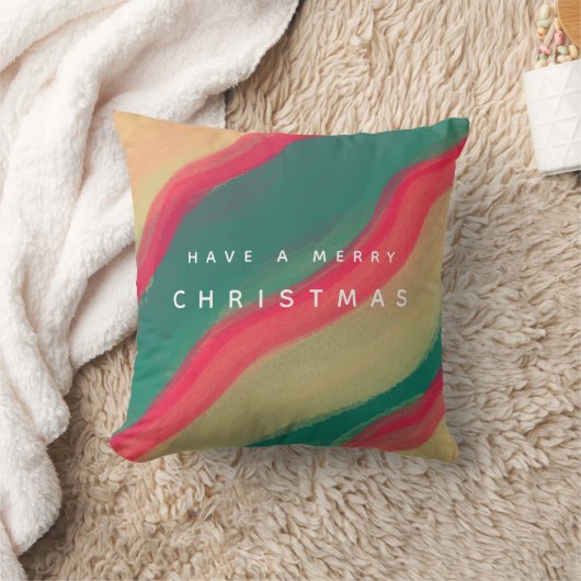 Abstract Hand Painted Pattern Flat Holiday Card クッション (ブランケット)