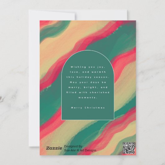 Abstract Hand Painted Pattern Flat Holiday Card シーズンカード (裏面)