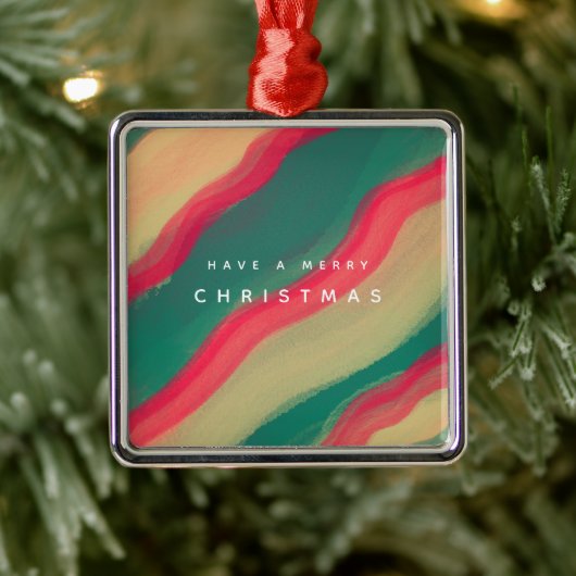 Abstract Hand Painted Pattern Flat Holiday Card メタルオーナメント (ツリー)
