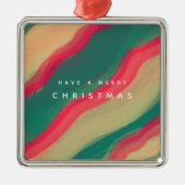 Abstract Hand Painted Pattern Flat Holiday Card メタルオーナメント (正面)