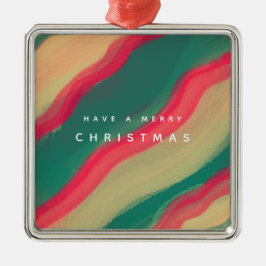 Abstract Hand Painted Pattern Flat Holiday Card メタルオーナメント