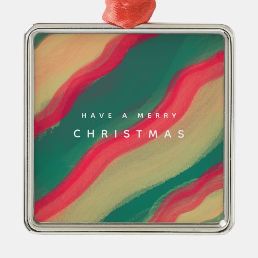Abstract Hand Painted Pattern Flat Holiday Card メタルオーナメント (正面)