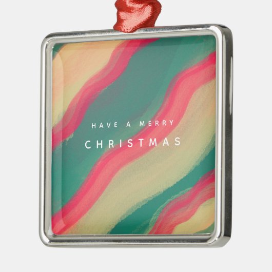 Abstract Hand Painted Pattern Flat Holiday Card メタルオーナメント (左)