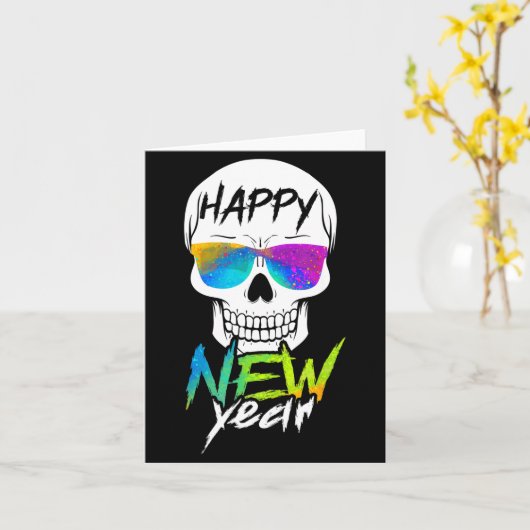 Abstract Happy New Skull Year  カード (黄色い花)