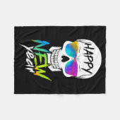 Abstract Happy New Skull Year  フリースブランケット (正面(横))
