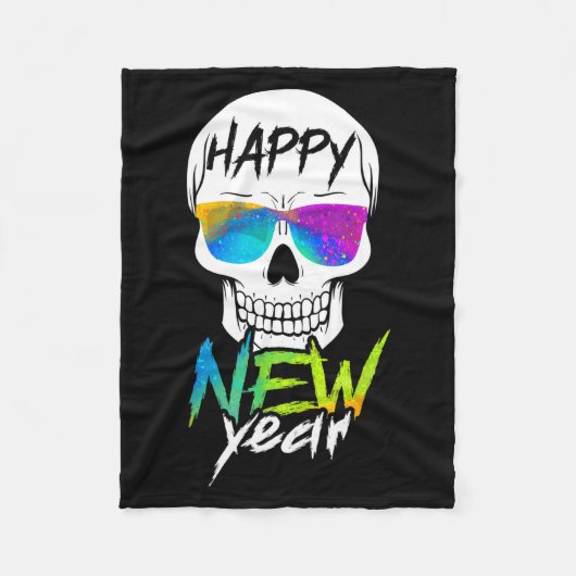 Abstract Happy New Skull Year  フリースブランケット (正面)