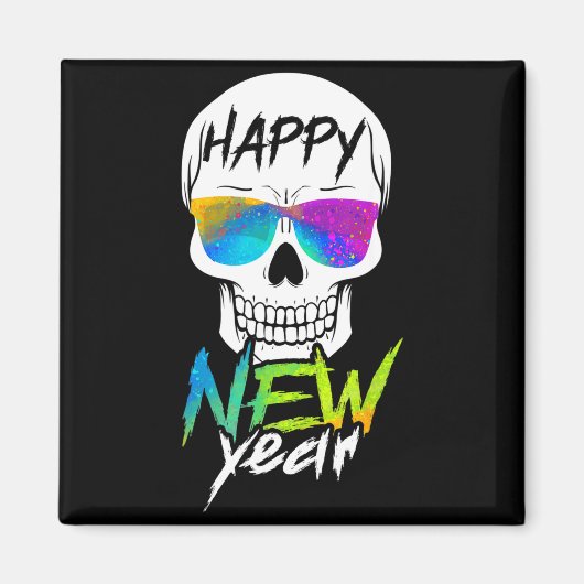 Abstract Happy New Skull Year マグネット (正面)