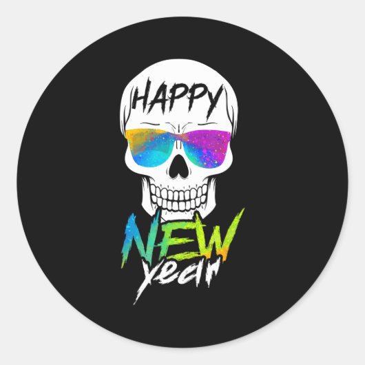 Abstract Happy New Skull Year  ラウンドシール (正面)