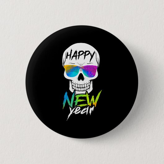 Abstract Happy New Skull Year  缶バッジ (正面)