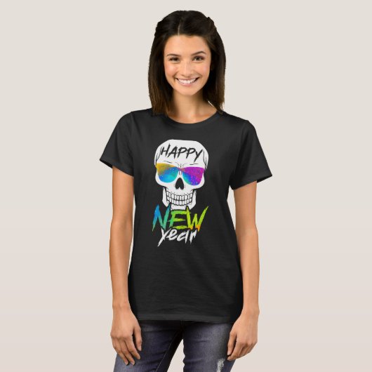 Abstract Happy New Skull Year  Tシャツ (正面フル)