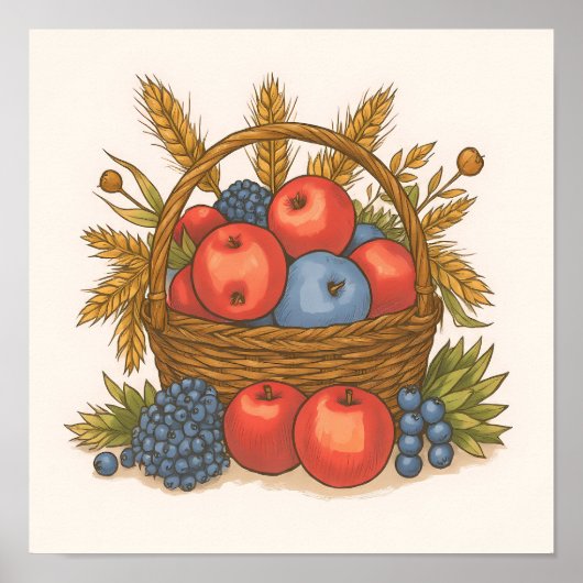 Abstract Harvest Colors: Seamless Oranges & Greens ポスター (正面)